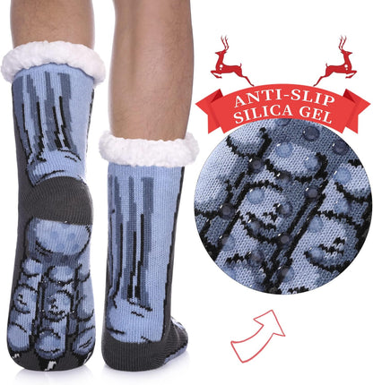 Mens Slipper Socks with Grippers Winter Warm Cozy Thick Fuzzy Indoor Fluffy Home Socks