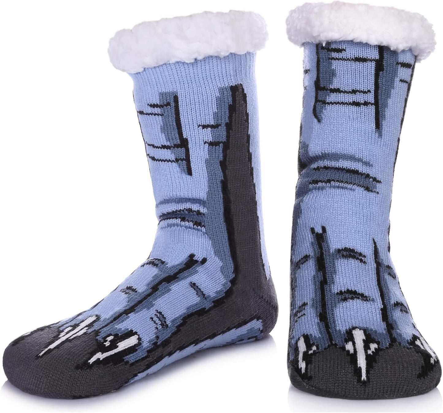 Mens Slipper Socks with Grippers Winter Warm Cozy Thick Fuzzy Indoor Fluffy Home Socks