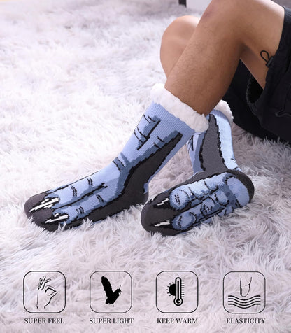 Mens Slipper Socks with Grippers Winter Warm Cozy Thick Fuzzy Indoor Fluffy Home Socks
