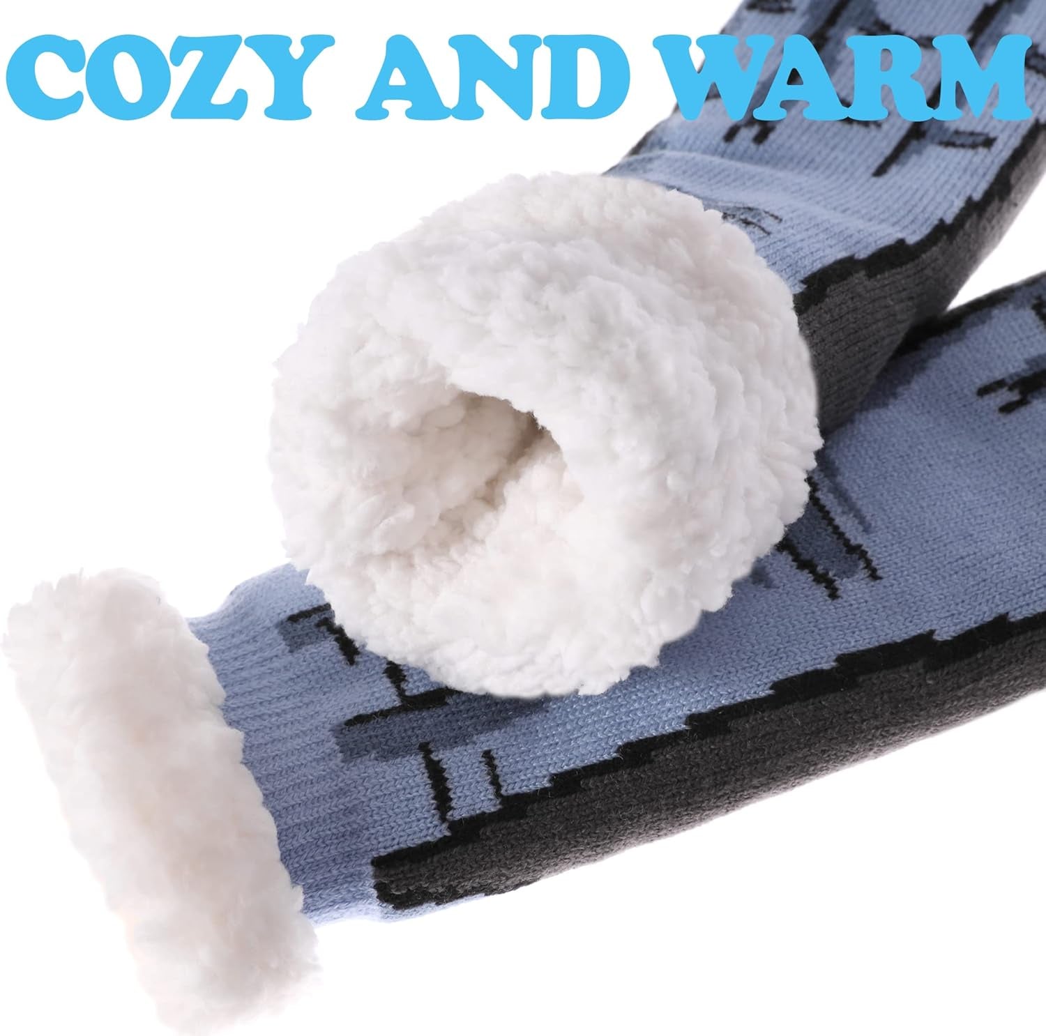 Mens Slipper Socks with Grippers Winter Warm Cozy Thick Fuzzy Indoor Fluffy Home Socks