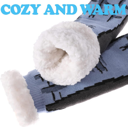 Mens Slipper Socks with Grippers Winter Warm Cozy Thick Fuzzy Indoor Fluffy Home Socks